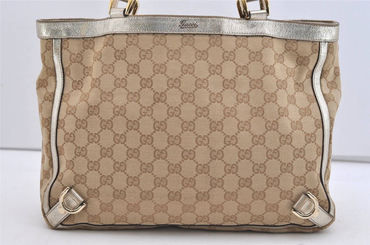 Authentic GUCCI Abbey Shoulder Hand Bag GG Canvas Leather 170004 Beige 4721J