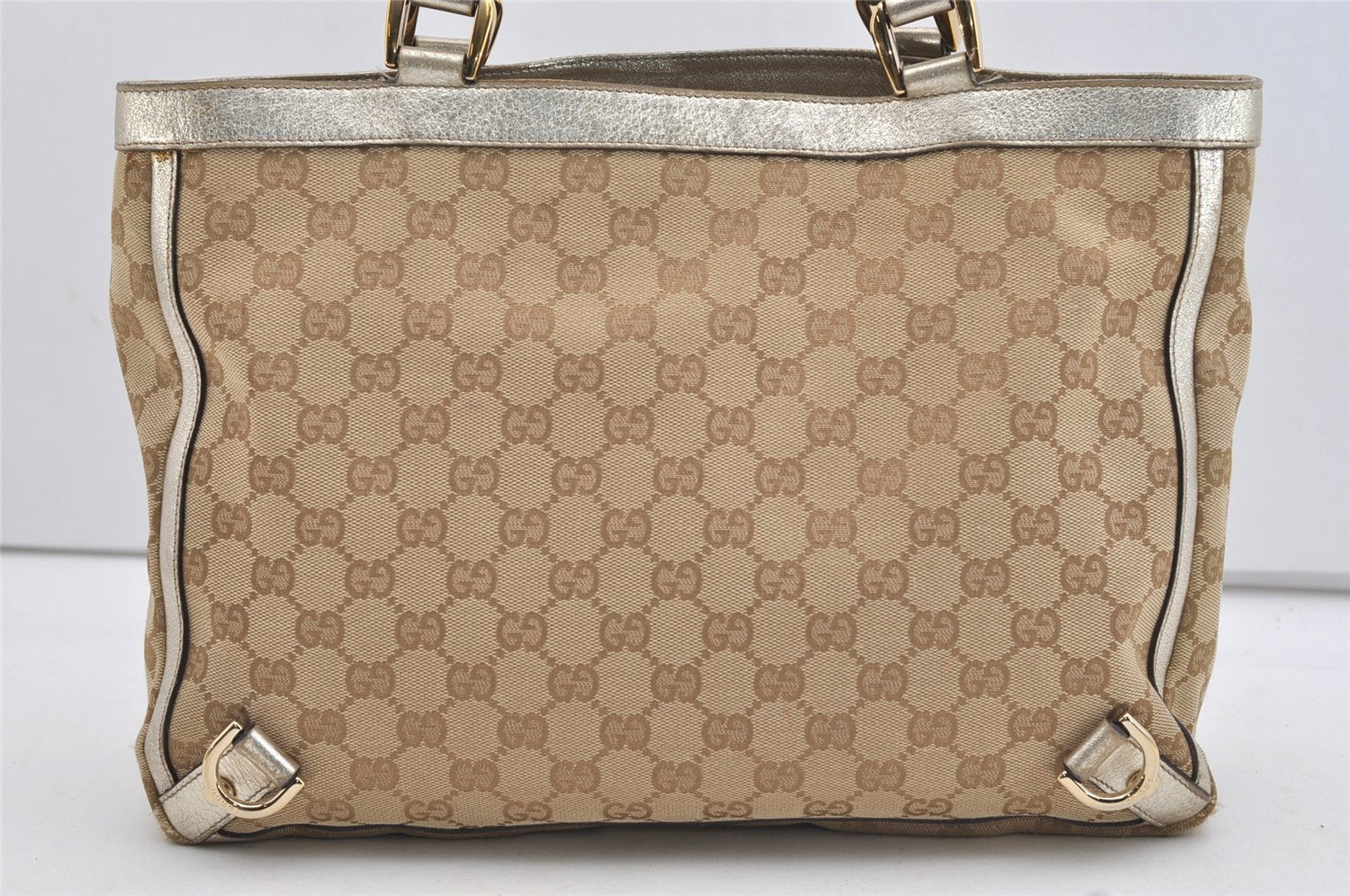 Authentic GUCCI Abbey Shoulder Hand Bag GG Canvas Leather 170004 Beige 4721J