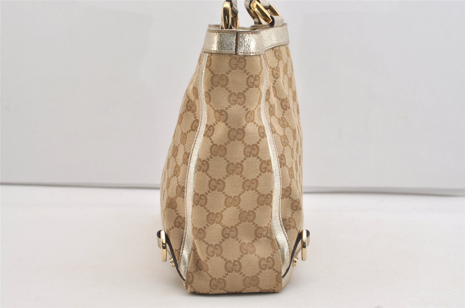 Authentic GUCCI Abbey Shoulder Hand Bag GG Canvas Leather 170004 Beige 4721J