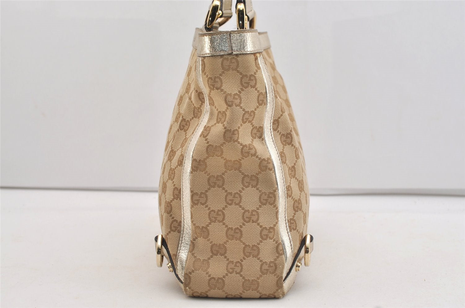 Authentic GUCCI Abbey Shoulder Hand Bag GG Canvas Leather 170004 Beige 4721J
