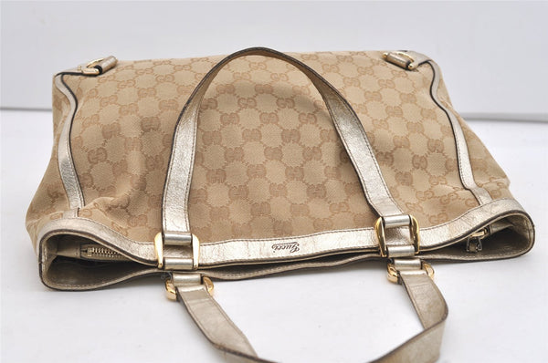 Authentic GUCCI Abbey Shoulder Hand Bag GG Canvas Leather 170004 Beige 4721J
