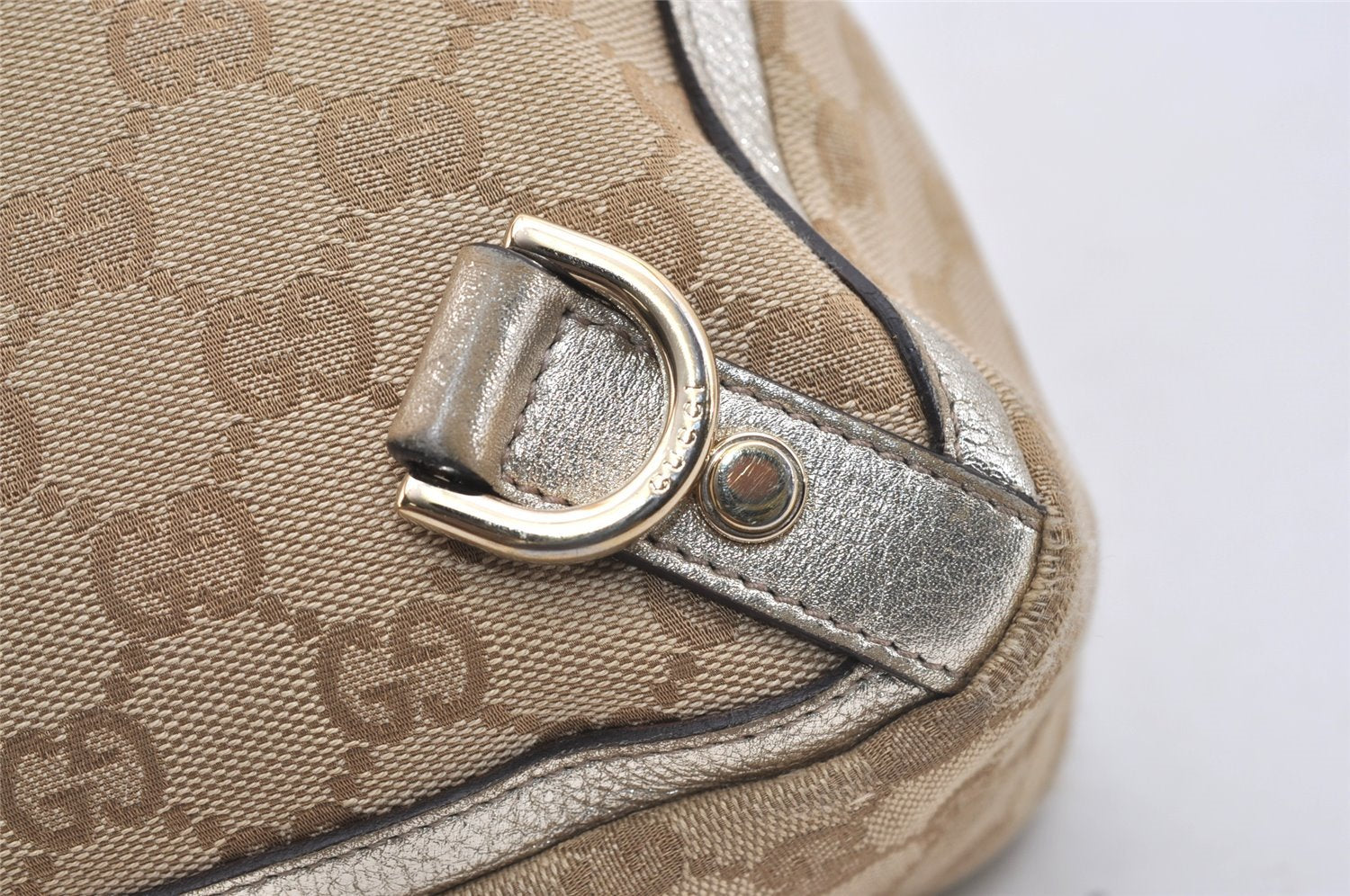 Authentic GUCCI Abbey Shoulder Hand Bag GG Canvas Leather 170004 Beige 4721J