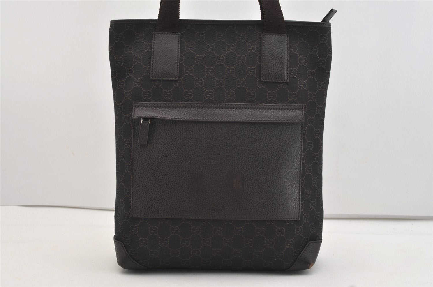 Authentic GUCCI Vintage Shoulder Tote Bag GG Canvas Leather 180450 Brown 4722J