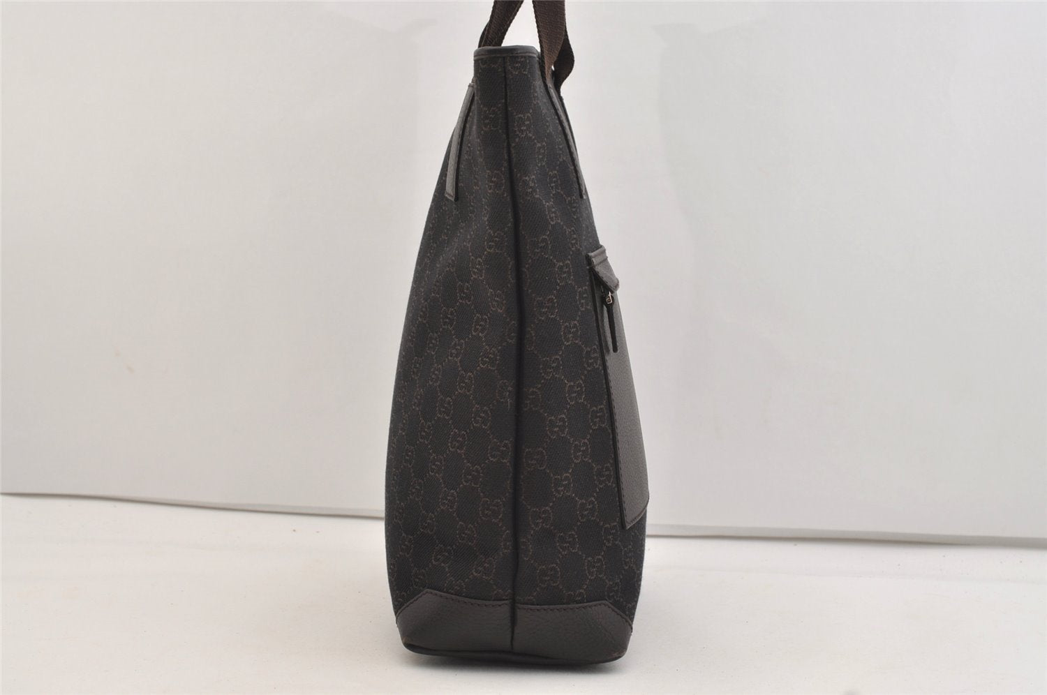 Authentic GUCCI Vintage Shoulder Tote Bag GG Canvas Leather 180450 Brown 4722J