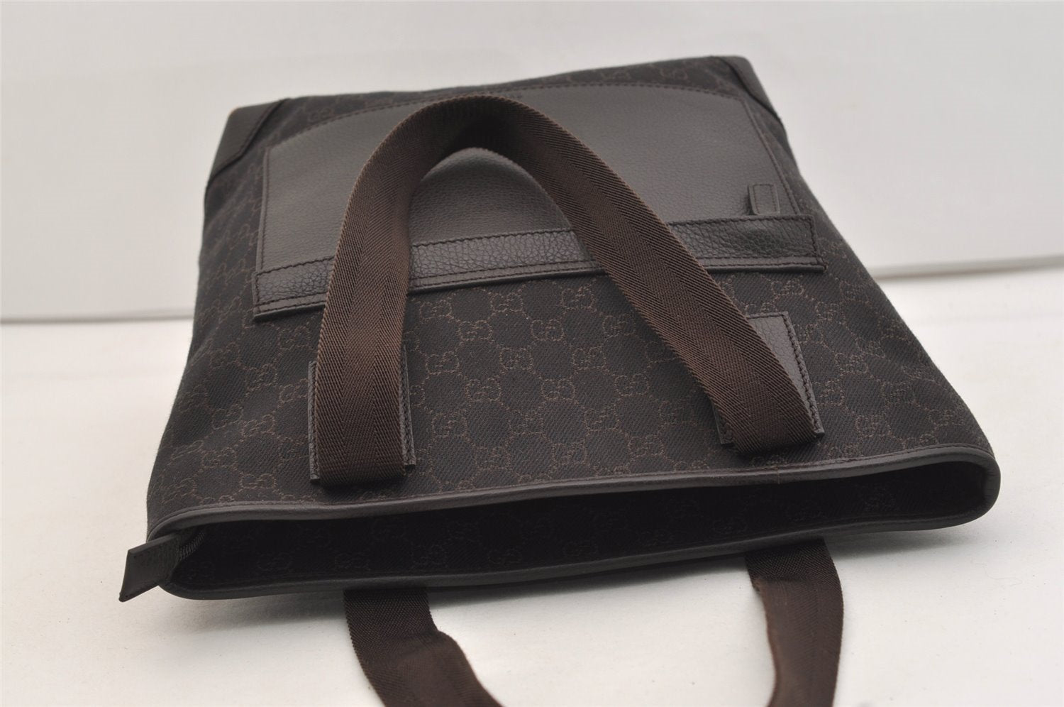 Authentic GUCCI Vintage Shoulder Tote Bag GG Canvas Leather 180450 Brown 4722J