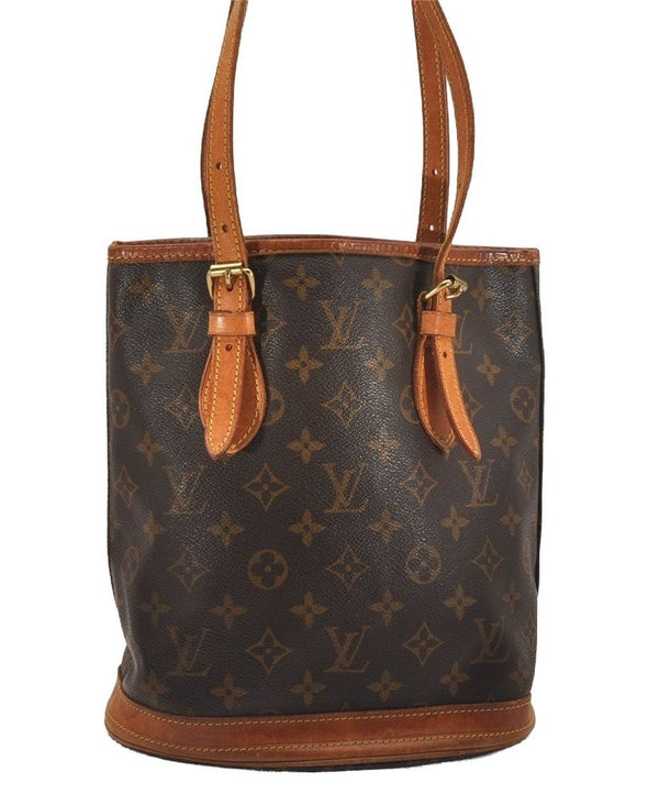 Authentic Louis Vuitton Monogram Bucket PM Shoulder Tote Bag M42238 Junk 4723J