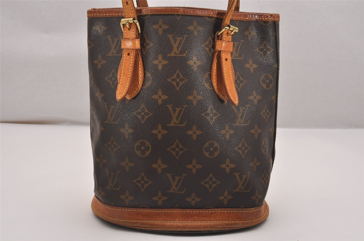 Authentic Louis Vuitton Monogram Bucket PM Shoulder Tote Bag M42238 Junk 4723J