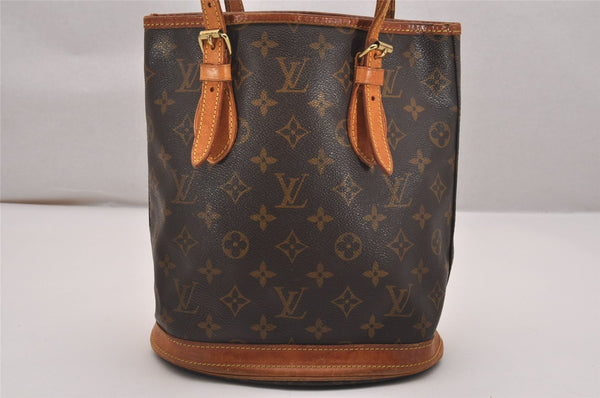 Authentic Louis Vuitton Monogram Bucket PM Shoulder Tote Bag M42238 Junk 4723J