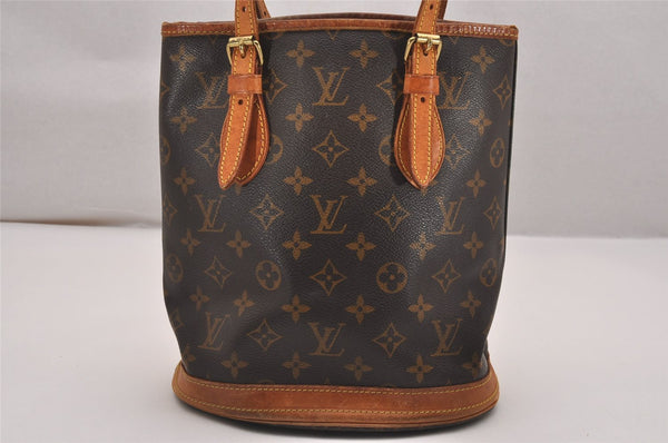 Authentic Louis Vuitton Monogram Bucket PM Shoulder Tote Bag M42238 Junk 4723J