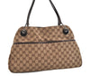 Authentic GUCCI Eclipse Shoulder Tote Bag GG Canvas Leather 121023 Brown 4725J