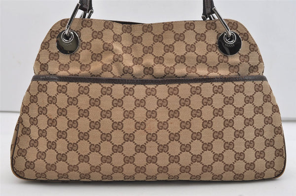 Authentic GUCCI Eclipse Shoulder Tote Bag GG Canvas Leather 121023 Brown 4725J