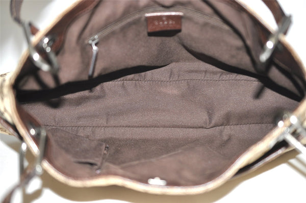 Authentic GUCCI Eclipse Shoulder Tote Bag GG Canvas Leather 121023 Brown 4725J
