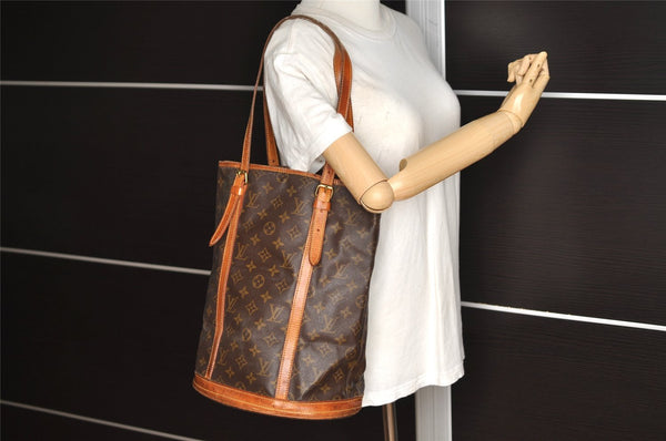 Authentic Louis Vuitton Monogram Bucket GM Shoulder Tote Bag M42236 Junk 4727I