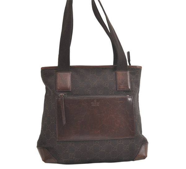 Authentic GUCCI Vintage Shoulder Tote Bag GG Canvas Leather 28893 Brown 4727K