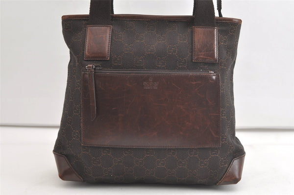Authentic GUCCI Vintage Shoulder Tote Bag GG Canvas Leather 28893 Brown 4727K