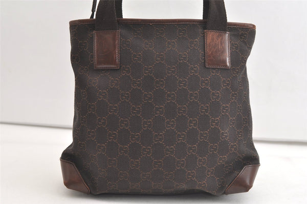 Authentic GUCCI Vintage Shoulder Tote Bag GG Canvas Leather 28893 Brown 4727K