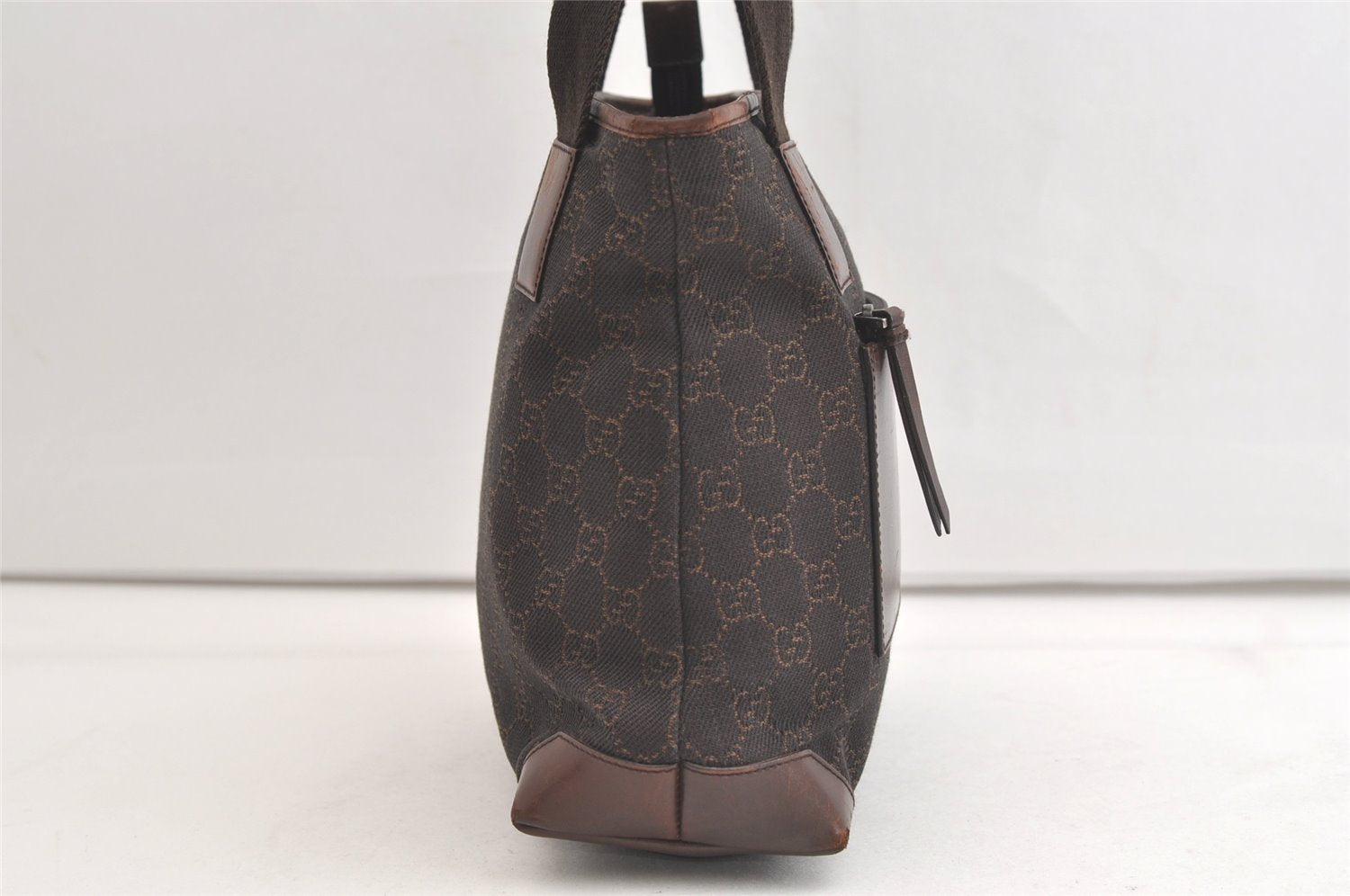 Authentic GUCCI Vintage Shoulder Tote Bag GG Canvas Leather 28893 Brown 4727K