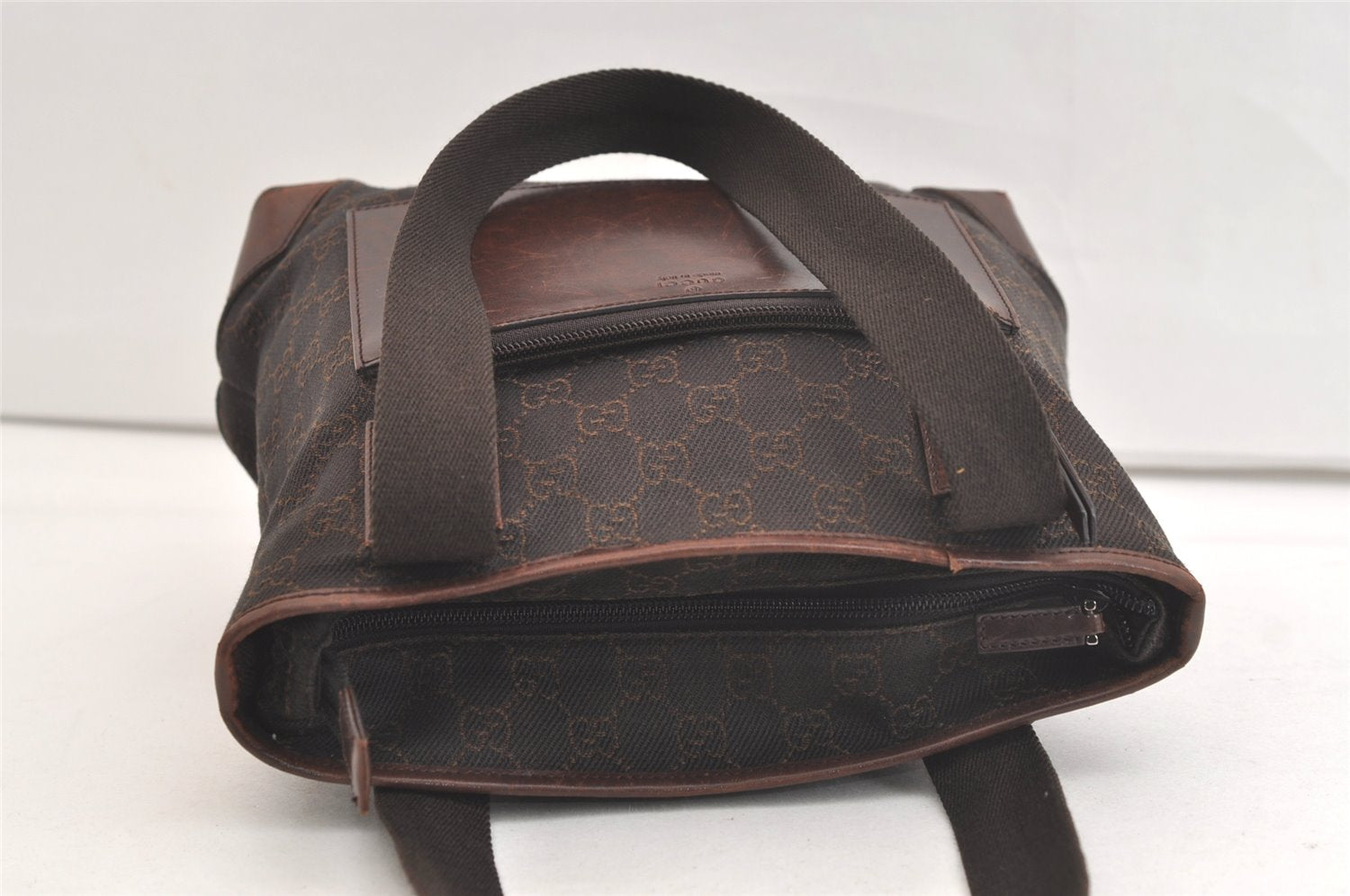 Authentic GUCCI Vintage Shoulder Tote Bag GG Canvas Leather 28893 Brown 4727K