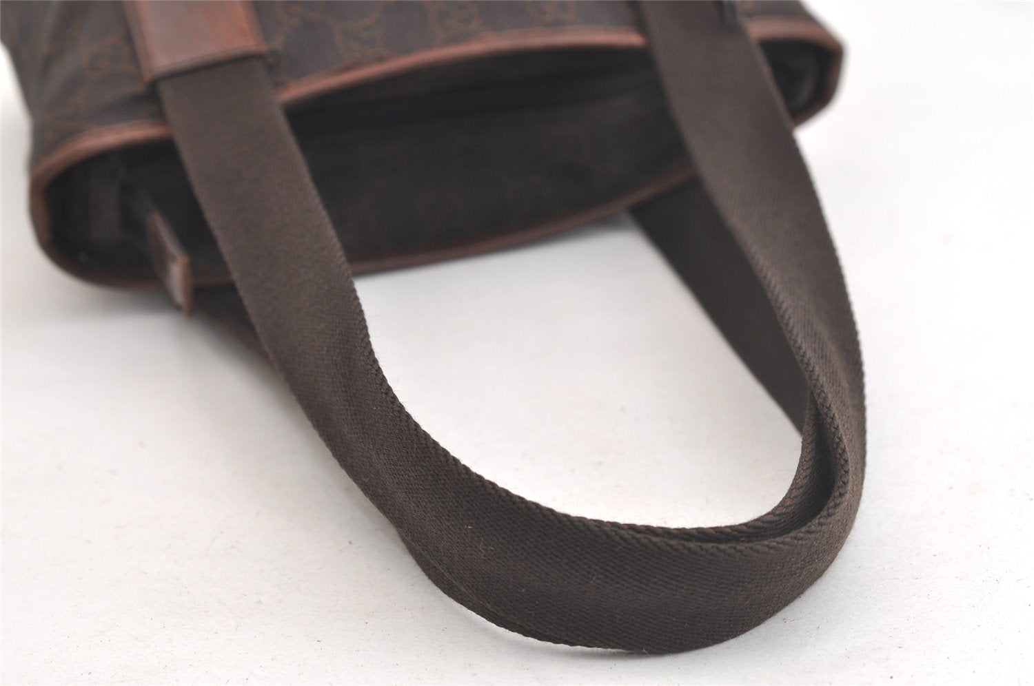 Authentic GUCCI Vintage Shoulder Tote Bag GG Canvas Leather 28893 Brown 4727K