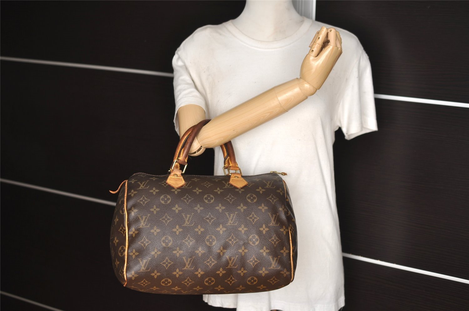 Authentic Louis Vuitton Monogram Speedy 30 Hand Boston Bag M41526 LV 4729I