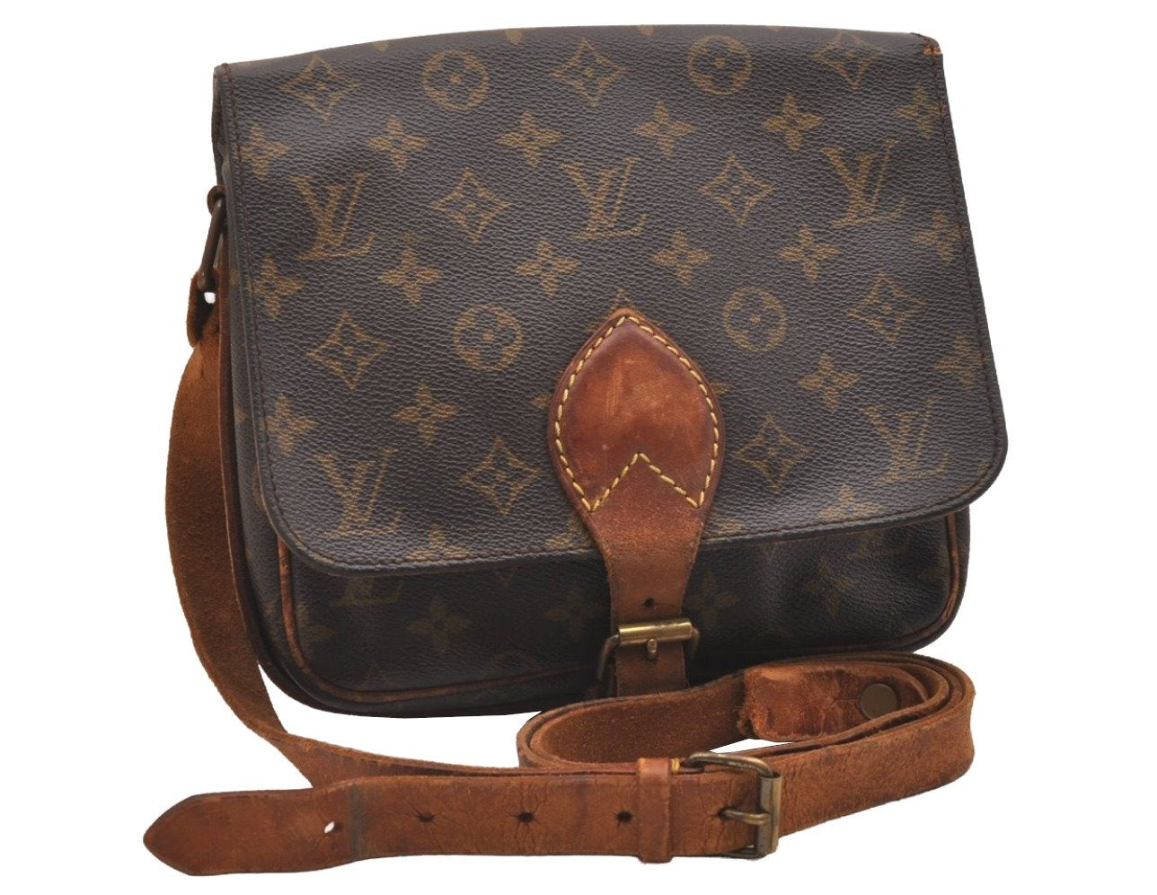 Authentic Louis Vuitton Monogram Cartouchiere MM M51253 Shoulder Bag Junk 4729J