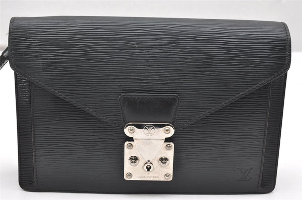 Authentic Louis Vuitton Epi Sellier Dragonne Clutch Bag Black M52762 LV 4729K