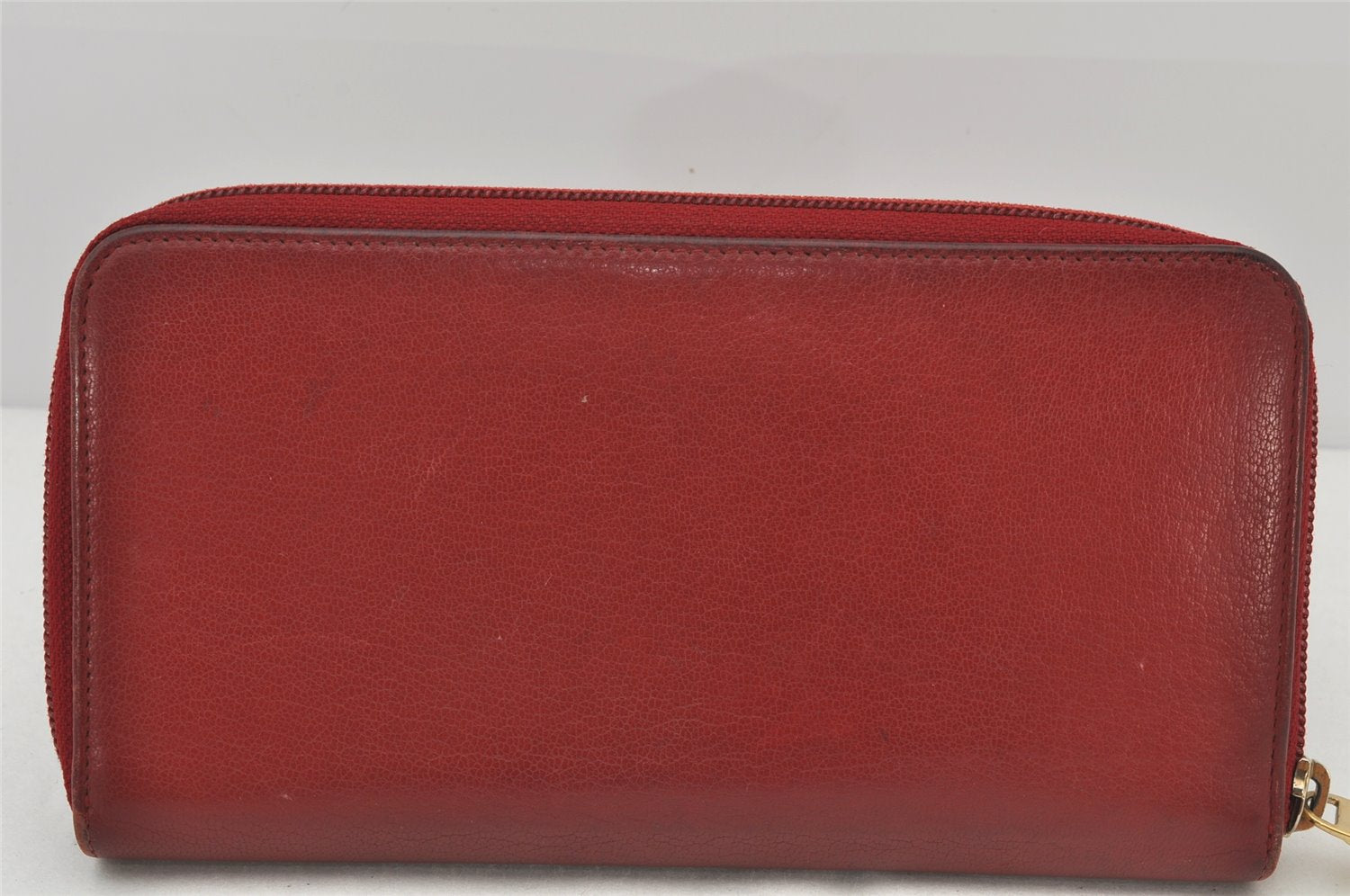 Authentic CHANEL Calf Skin CoCo Mark Zip Long Wallet Purse Red 4730K