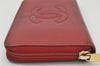 Authentic CHANEL Calf Skin CoCo Mark Zip Long Wallet Purse Red 4730K