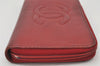 Authentic CHANEL Calf Skin CoCo Mark Zip Long Wallet Purse Red 4730K