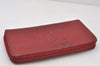 Authentic CHANEL Calf Skin CoCo Mark Zip Long Wallet Purse Red 4730K