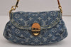 Auth Louis Vuitton Monogram Denim Mini Pleaty Shoulder Bag Blue M95050 LV 4731J
