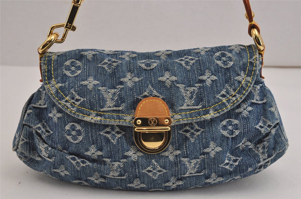 Auth Louis Vuitton Monogram Denim Mini Pleaty Shoulder Bag Blue M95050 LV 4731J