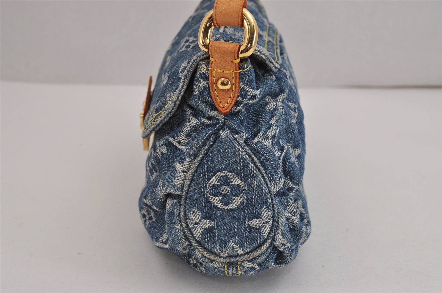 Auth Louis Vuitton Monogram Denim Mini Pleaty Shoulder Bag Blue M95050 LV 4731J