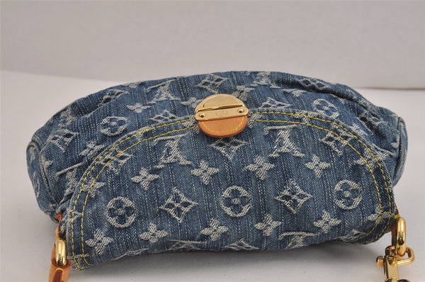 Auth Louis Vuitton Monogram Denim Mini Pleaty Shoulder Bag Blue M95050 LV 4731J