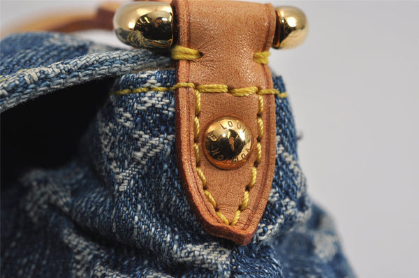 Auth Louis Vuitton Monogram Denim Mini Pleaty Shoulder Bag Blue M95050 LV 4731J