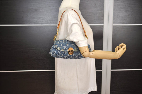 Auth Louis Vuitton Monogram Denim Mini Pleaty Shoulder Bag Blue M95050 LV 4731J