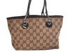 Authentic GUCCI Eclipse Tote Hand Bag GG Canvas Leather 120844 Brown 4732K