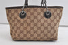 Authentic GUCCI Eclipse Tote Hand Bag GG Canvas Leather 120844 Brown 4732K