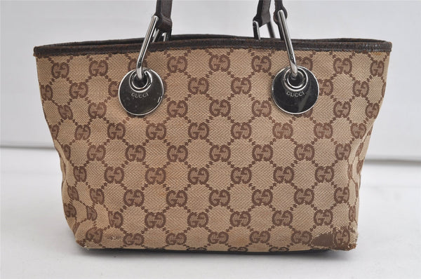 Authentic GUCCI Eclipse Tote Hand Bag GG Canvas Leather 120844 Brown 4732K