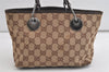 Authentic GUCCI Eclipse Tote Hand Bag GG Canvas Leather 120844 Brown 4732K
