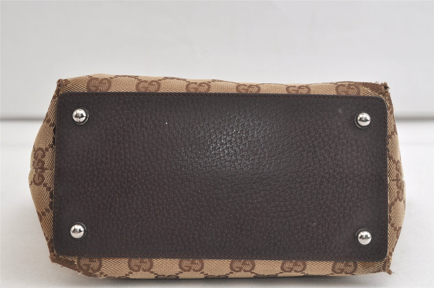 Authentic GUCCI Eclipse Tote Hand Bag GG Canvas Leather 120844 Brown 4732K