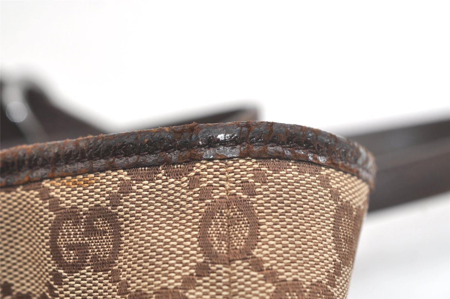 Authentic GUCCI Eclipse Tote Hand Bag GG Canvas Leather 120844 Brown 4732K