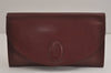 Authentic Cartier Must de Cartier Clutch Hand Bag Leather Bordeaux Red 4733J