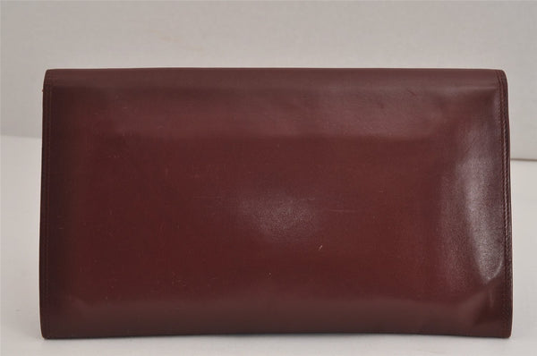 Authentic Cartier Must de Cartier Clutch Hand Bag Leather Bordeaux Red 4733J