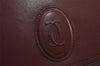 Authentic Cartier Must de Cartier Clutch Hand Bag Leather Bordeaux Red 4733J