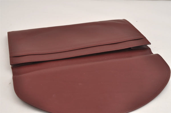 Authentic Cartier Must de Cartier Clutch Hand Bag Leather Bordeaux Red 4733J