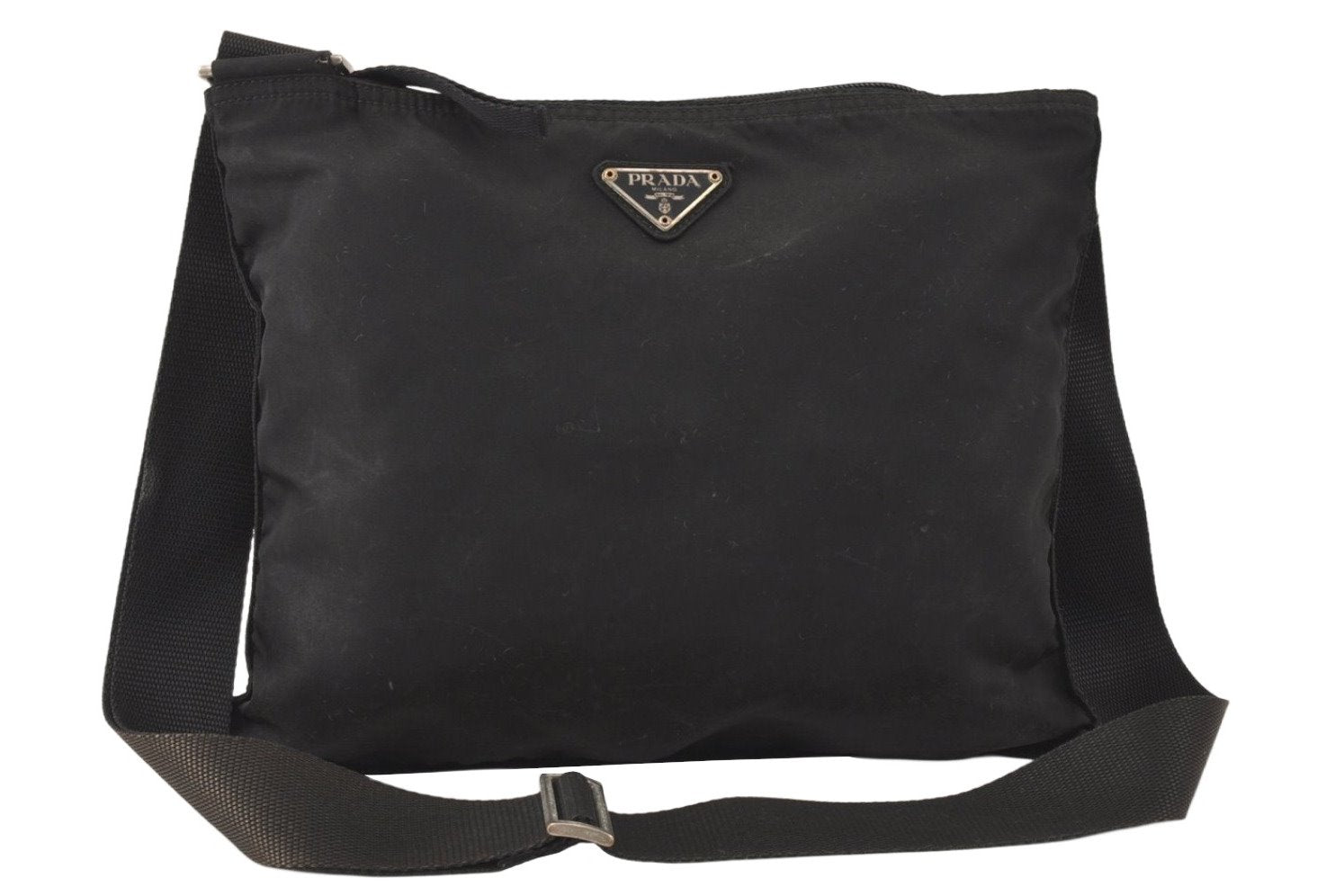 Authentic PRADA Vintage Nylon Tessuto Shoulder Cross Body Bag Purse Black 4734K