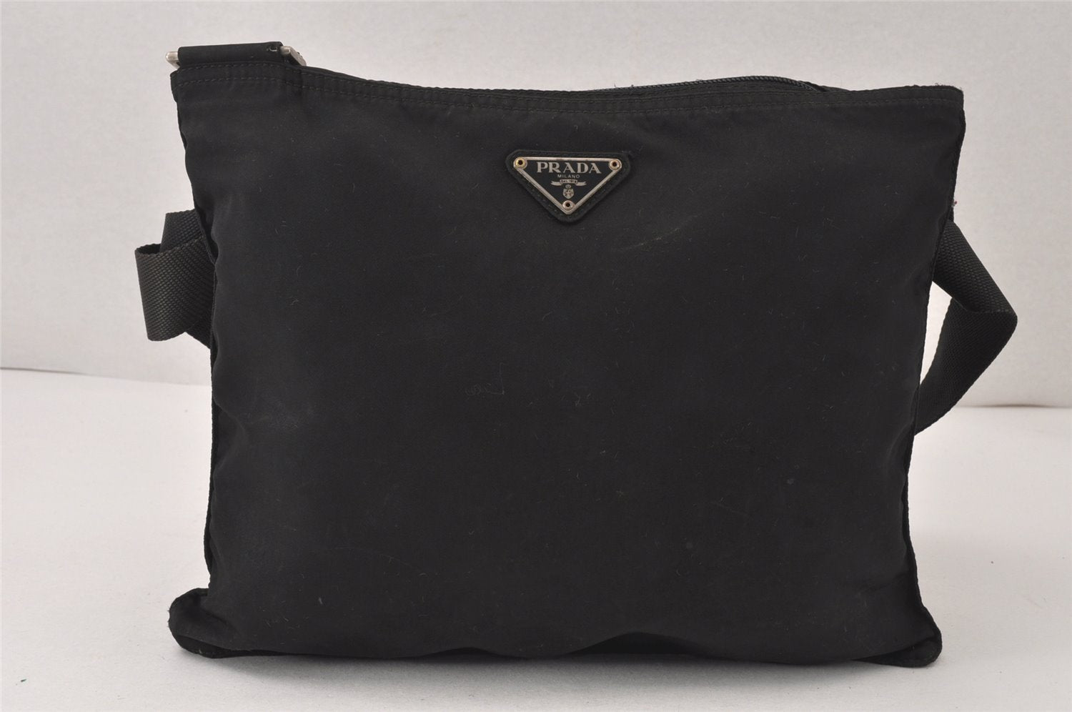 Authentic PRADA Vintage Nylon Tessuto Shoulder Cross Body Bag Purse Black 4734K