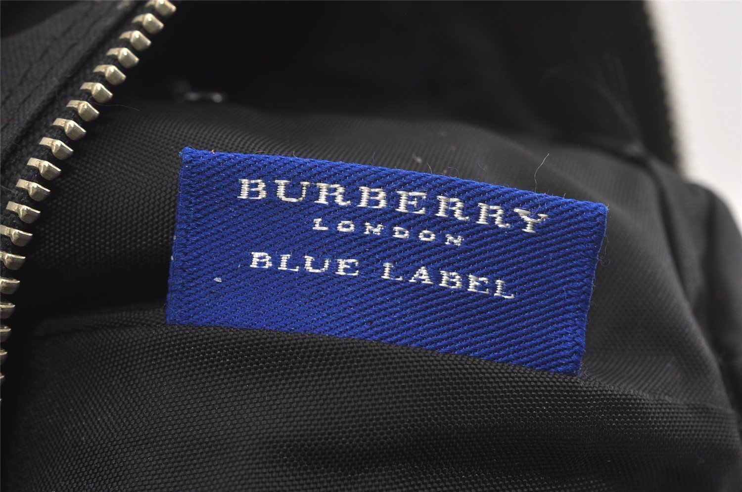 Authentic BURBERRY BLUE LABEL Check Hand Tote Bag Nylon Leather Black 4735I