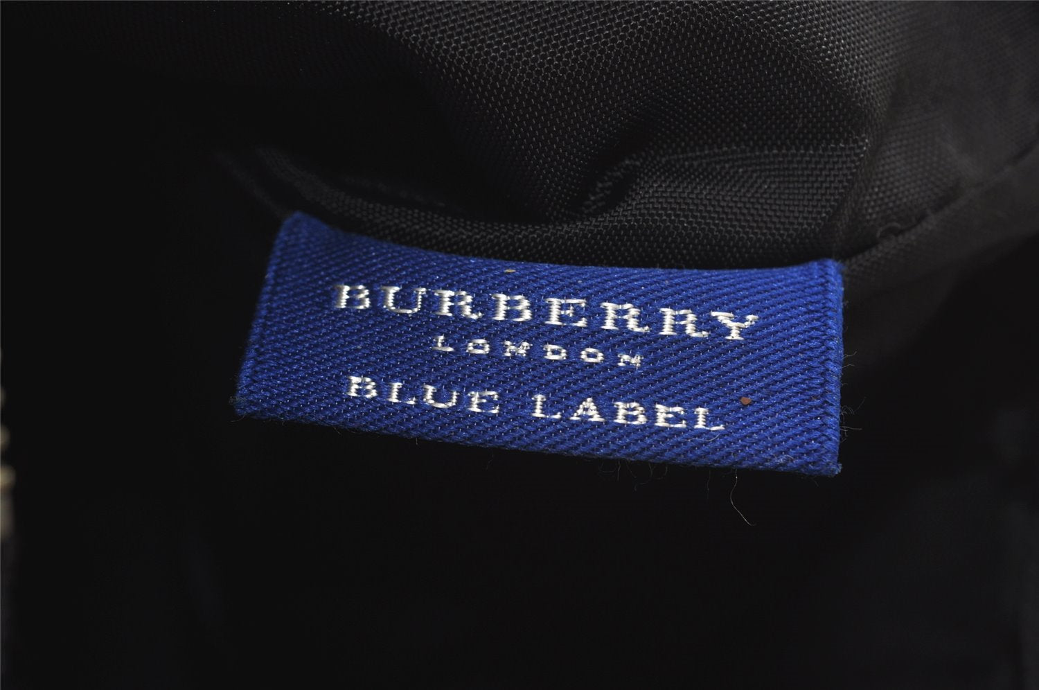 Authentic BURBERRY BLUE LABEL Check Hand Tote Bag Nylon Leather Black 4735I